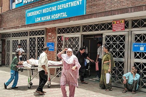  Patients being admitted due to heat stroke and exhaustion at LNJP hospital, in New Delhi, Wednesday, June 19, 2024. Due to prevailing heatwave conditions, hospitals in Delhi-NCR are seeing an influx of patients with complaints of heat stroke and exhaustion. 