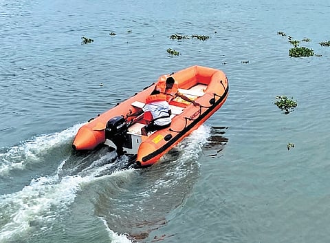 A dinghy launched by the state water transport department in Kochi backwaters 