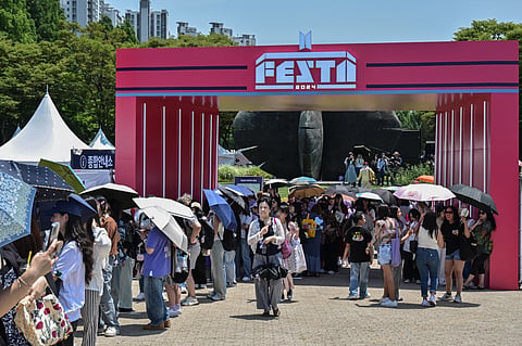 Fans of K-pop boy band BTS attend the annual 'BTS Festa' in Seoul on June 13, 2024, a day after band member Jin was discharged from his South Korean military service.