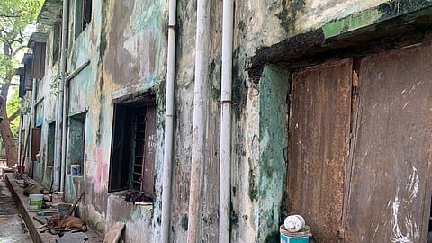 The dilapidated buildings at the 
Sri Lankan refugee camp in Kottapattu in Tiruchy.