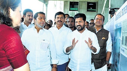 Chief Minister A Revanth Reddy inspects the Warangal super speciality hospital.