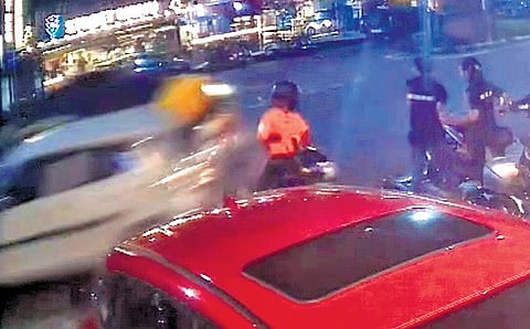 A video grab of the accident that happened on MG Road 