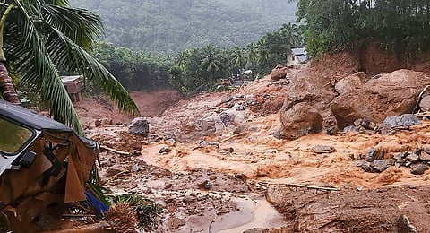 Landslides in the hilly areas near Meppadi, in Wayanad district, Kerala, Tuesday, July 30, 2024.