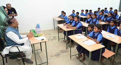 Chhattisgarh CM interacting with tribal kids in Jashpur
