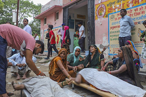 Victims of the Hathras' stampede at a Trauma Centre, at Sikandra Rao in Hathras, Tuesday, July 2, 2024. 