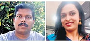 Constable Loknath (left) who allegedly murdered his wife, Mamata   