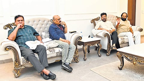 Telangana CM Revanth Reddy conducts review on Medigadda repairs in New Delhi