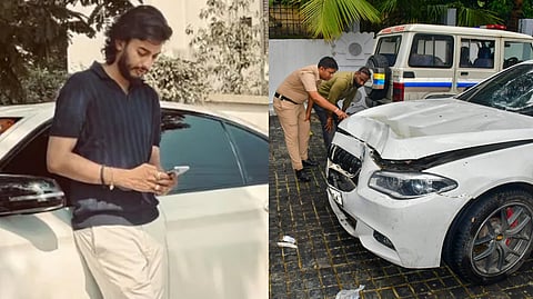 Mihir Shah (L), The accused's luxury BMW car that caused accident (L). 