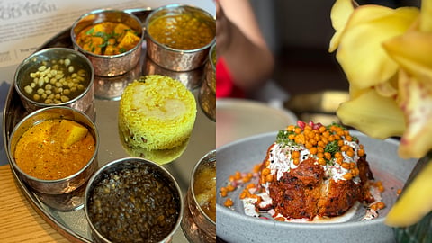 Nitika Kuthiala’s Himachali Dham, (L) Oven-roasted cauliflower by Chef Vineet Bhatia (R) 