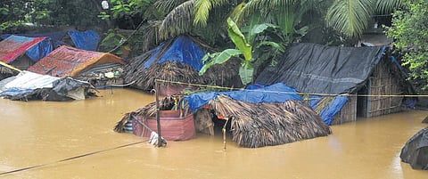 A hut in Tanuku of West Godavari district was completely submerged 