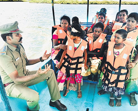 Sathish, along with his team, releasing Olive Ridley turtle hatchlings after 50 to 70 days of 
safe incubation at a temporary hatchery on the seashore in Ramanathapuram 