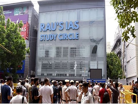 The IAS coaching centre that flooded and led to the death of three students. 