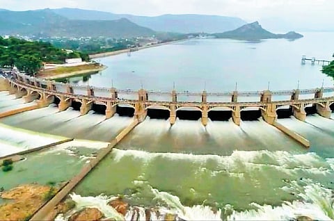 Water flowing out of Mettur dam