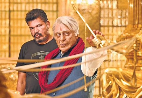 Shankar with Kamal Haasan during the shooting of Indian 2