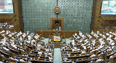 Parliamentarians in the Lok Sabha during ongoing Parliament session, in New Delhi, Monday, July 1, 2024. 