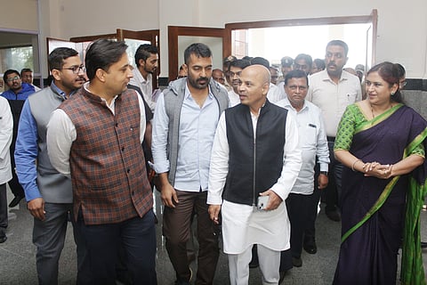 Sharanprakash Rudrappa Patil during the visit to District Hospital and KoIMS. 