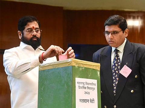 Maharashtra CM cast vote for Legislative Council elections in Vidhan Sabha