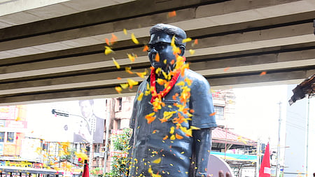 Bronze statue of the former chief minister C Achutha Menon 
