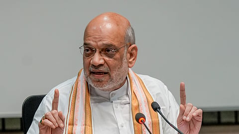 Union Home Minister Amit Shah addresses a press conference regarding the new criminal laws, in New Delhi, Monday.