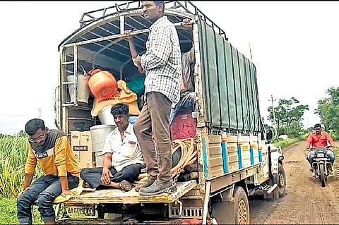 Families moved to safer places in a van in Mang village