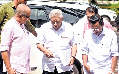 CPM general secretary Sitaram Yechury arrives for the party zonal meeting in Kozhikode on Wednesday 
