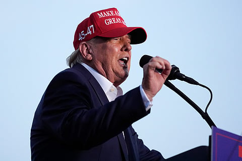 Republican presidential candidate former President Donald Trump speaks at a campaign rally, July 9, 2024.