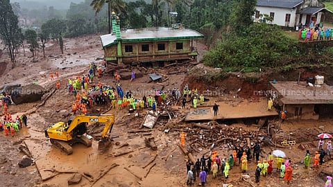 Aerial view of Chooralmala in Kerala's Wayanad district where a landslide wreaked havoc.