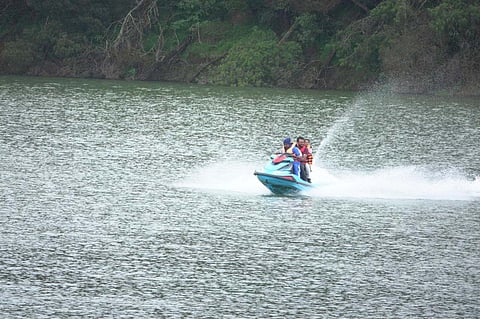 Water scooters at Pykara lake near Ooty. 