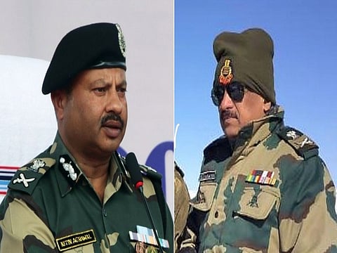 BSF Director General Nitin Agarwal (left) and special DG Yogesh Khurania