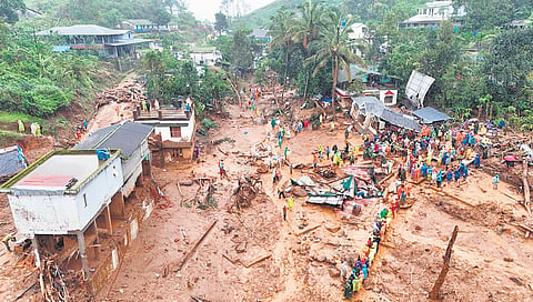 The landslide hit areas of Wayanad. 