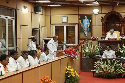 Puducherry Chief Minister N Rangasamy presented the annual budget for the fiscal year 2024-2025, allocating Rs 12,700 crore for the union territory.