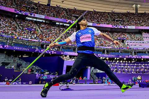Paris: Neeraj Chopra of India competes in the Men Javelin Throw Qualification of the Athletics competitions in the Paris 2024 Olympic Games