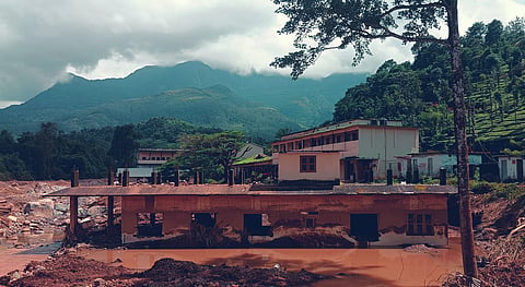 The Government Vocational Higher Secondary School in Chooralamala destroyed in the landslide. 