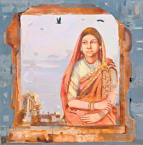 Dipali Bhattacharya created the 40-odd paintings on display over 18 months. Some sculptures celebrate womanhood. 