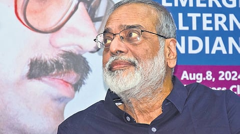 Senior journalist Prabir Purkayastha at the 23rd N Narendran Memorial Lecture on ‘Emergence and relevance of alternative media in Indian democracy’ on Thursday 