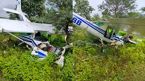 Two pilots on board the plane suffered injuries. 