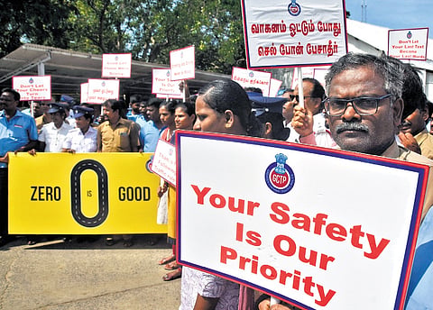 Additional Commissioner R Sudhakar inaugurated the ‘Zero Accident Day’ campaign last week. Helmets were distributed to school children on Saturday 