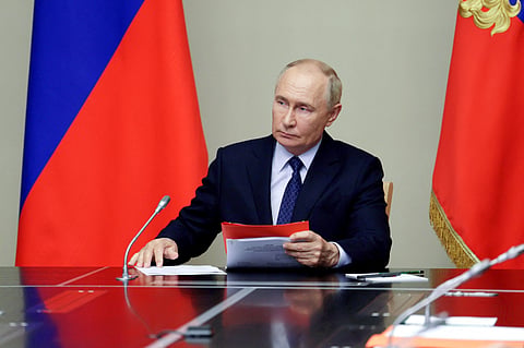President Vladimir Putin chairs a meeting with Security Council permanent members on the situation in the Kursk region in Moscow