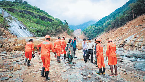 The expert team appointed by the state government at the landslide-hit Mundakkai on Tuesday 
