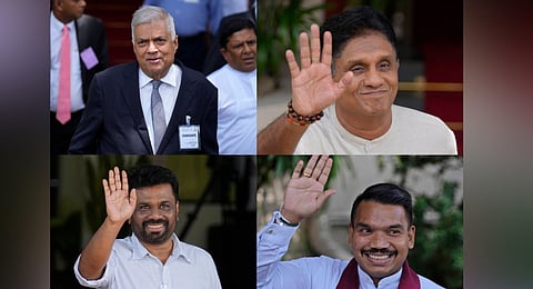 (Clockwise from top-left: Sri Lankan President Ranil Wickremesinghe, Sajith Premadasa, Namal Rajapaksa and Anura Kumara Dissanayake