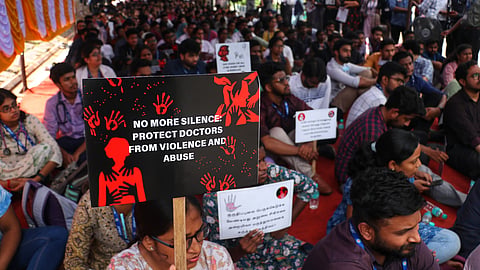 Resident doctors from JIPMER protest the rape and murder of a young medic from Kolkata.
