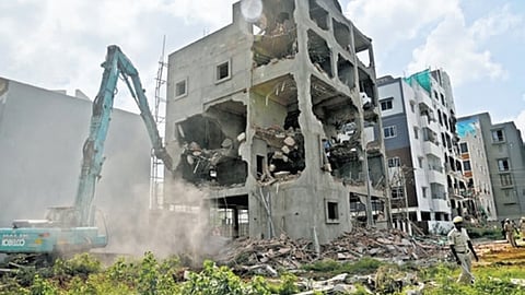  Hyderabad Disaster Relief and Asset Protection Agency demolishing illegal buildings
