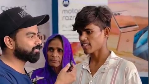 The son and mother waiting to buy iPhone 