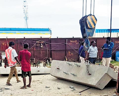 The spot where the migrant worker fell to death at Nazarathpet on Tuesday