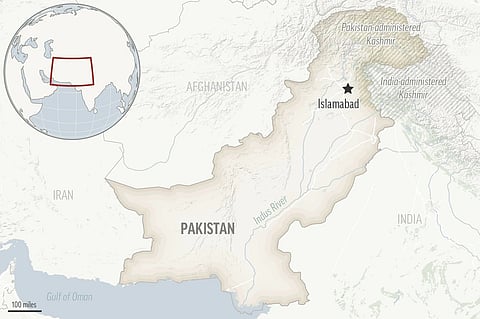 Locator map for Pakistan.