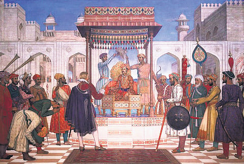 William Rothenstein’s 1927 painting of Sir Thomas  Roe at Jahangir’s court 