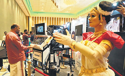 Industries Minister P Rajeeve at Robotics Round Table Exhibition in Kochi 