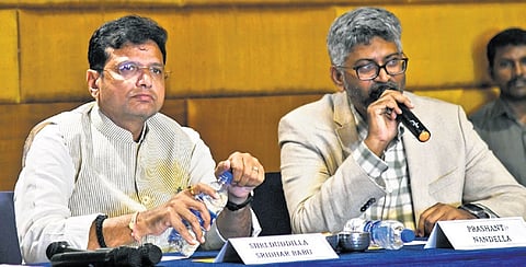 IT and Industries Minister D Sridhar Babu attends the Hyderabad Software Enterprises Association (HYSEA) curtain raiser press meet on Tuesday. 