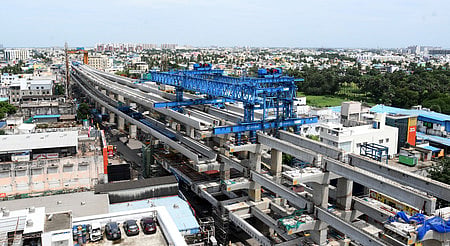 Chennai Metro Rail Limited  started laying the track on its Phase II project in rapid pase