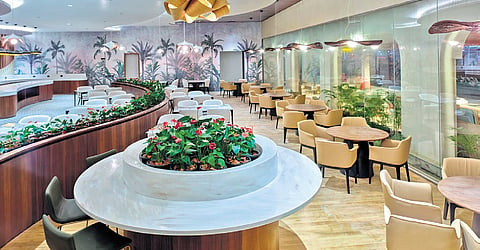 The ‘Savoury’ of ‘0484-Aero Lounge’ , the transit accommodation facility at Kochi airport that will be launched on Sunday. It has 41 guest rooms, board rooms, conference halls, co-working space and a lounge within the airport but outside security hold area